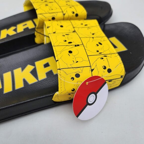 NEW Men's Size 13 Sandals Pikachu Pokemon Yellow Black NEW NWT Slides Pokémon Br - Picture 12 of 15